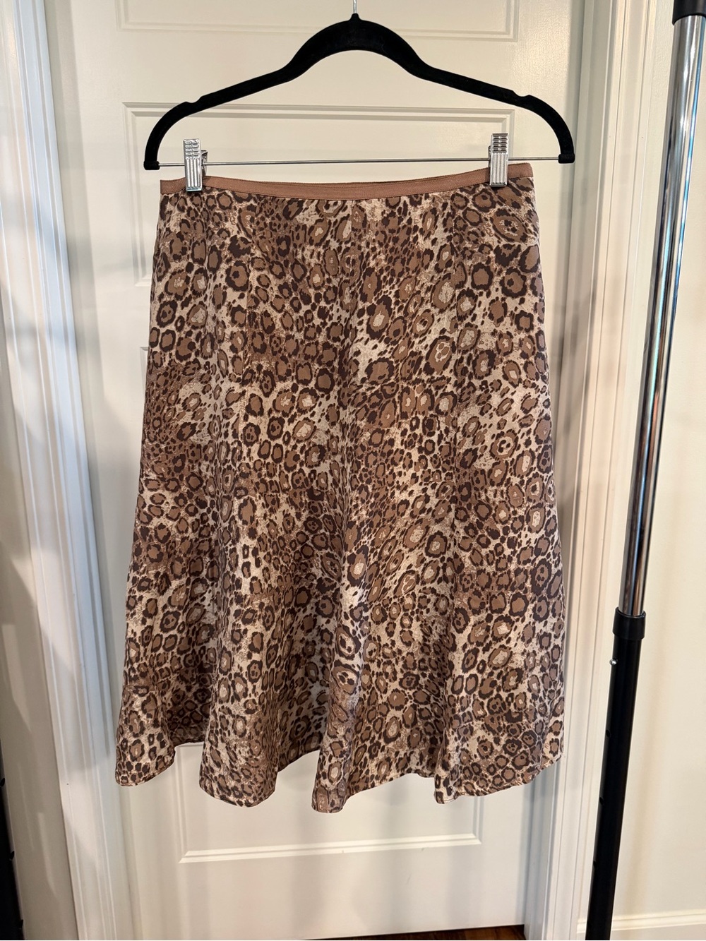 Liz Claiborne 100% Silk Brown Leopard Print Circle Skirt